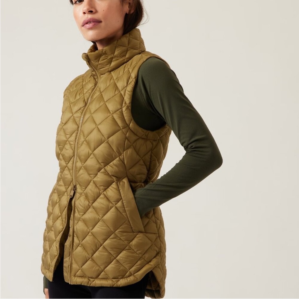 Athleta Quilted Green Gold Women's Vest